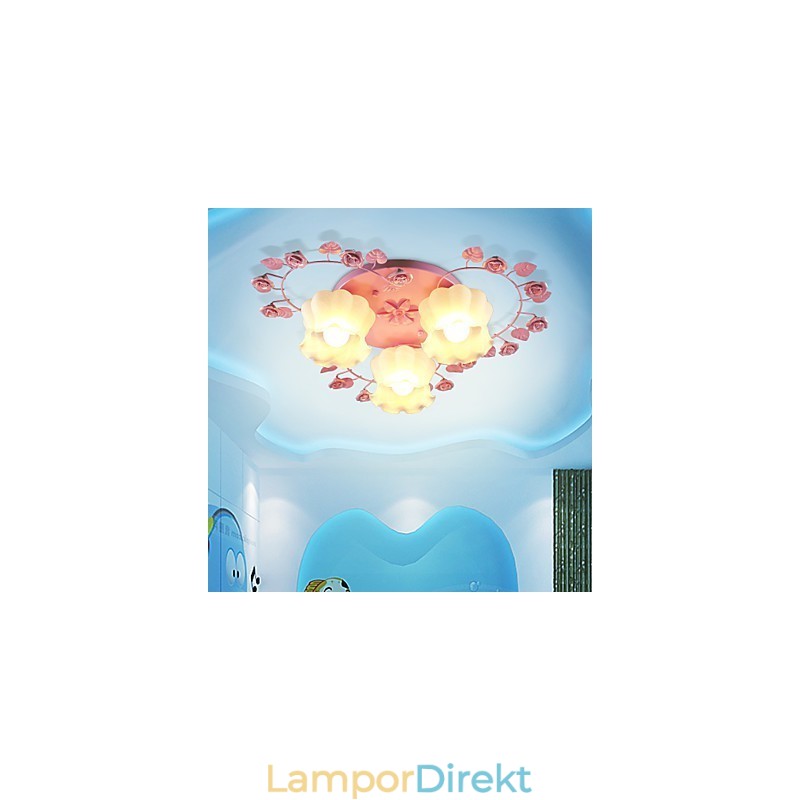 Creative Lamp Lamp Contracted Rural Sweet Pink Rose 3 Absorbera Dome Light