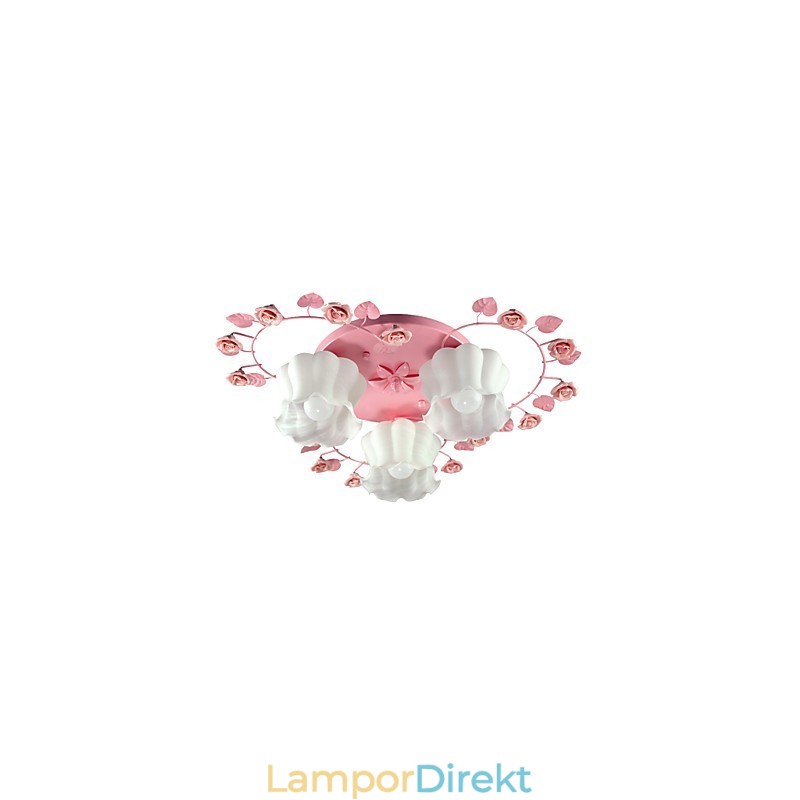 Creative Lamp Lamp Contracted Rural Sweet Pink Rose 3 Absorbera Dome Light