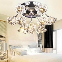Modern Och Modern Rustik Lodge Chrome Metal Flush Mount