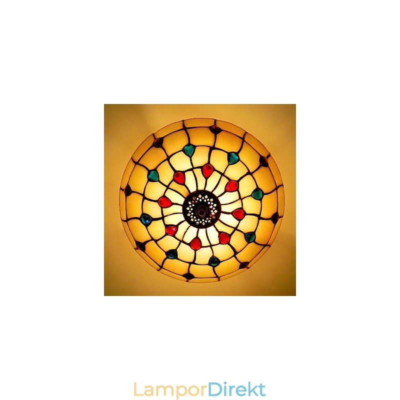 30*19Cm Europa Typ Stil Smidesjärn Pnd Svans På Halvkupol Ljusfärgat Glas Sittlampa