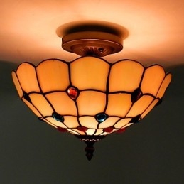 30*19Cm Europa Typ Stil Smidesjärn Pnd Svans På Halvkupol Ljusfärgat Glas Sittlampa
