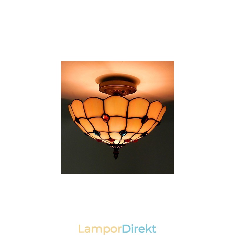 30*19Cm Europa Typ Stil Smidesjärn Pnd Svans På Halvkupol Ljusfärgat Glas Sittlampa