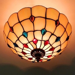 30*19Cm Europa Typ Stil Smidesjärn Pnd Svans På Halvkupol Ljusfärgat Glas Sittlampa