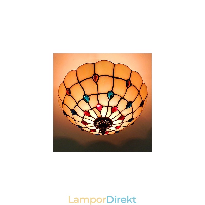 30*19Cm Europa Typ Stil Smidesjärn Pnd Svans På Halvkupol Ljusfärgat Glas Sittlampa