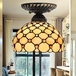 European Rural Creative Arts Målat Glas Absorbera Dome Lamp Light