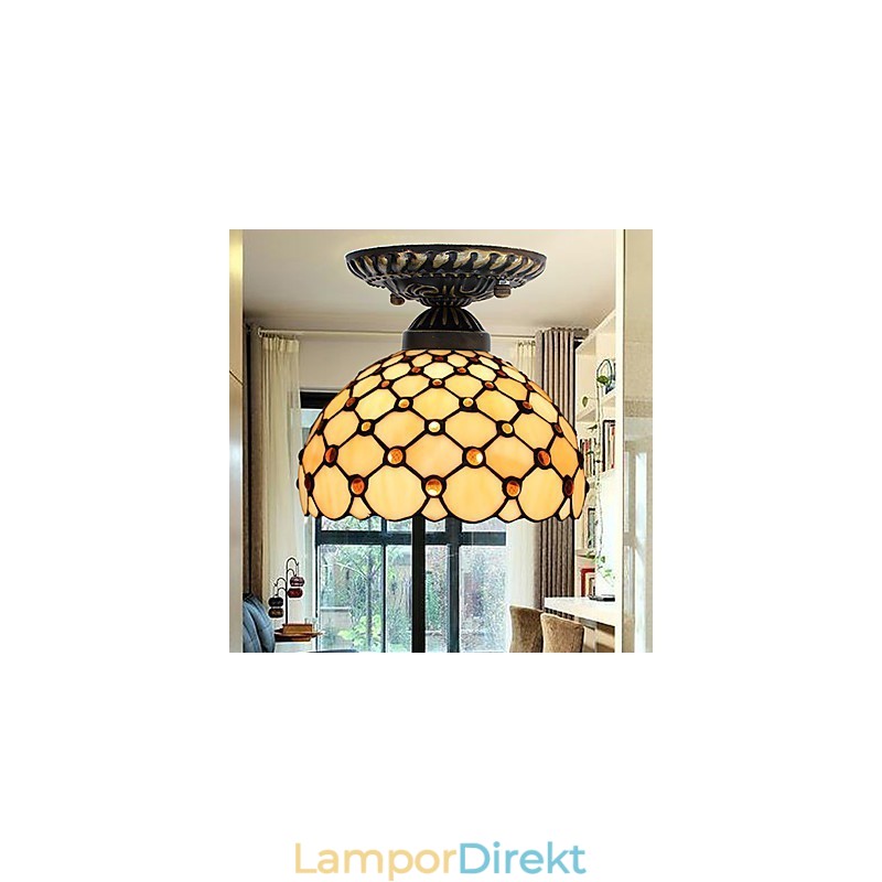 European Rural Creative Arts Målat Glas Absorbera Dome Lamp Light