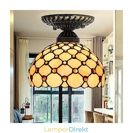 European Rural Creative Arts Målat Glas Absorbera Dome Lamp Light