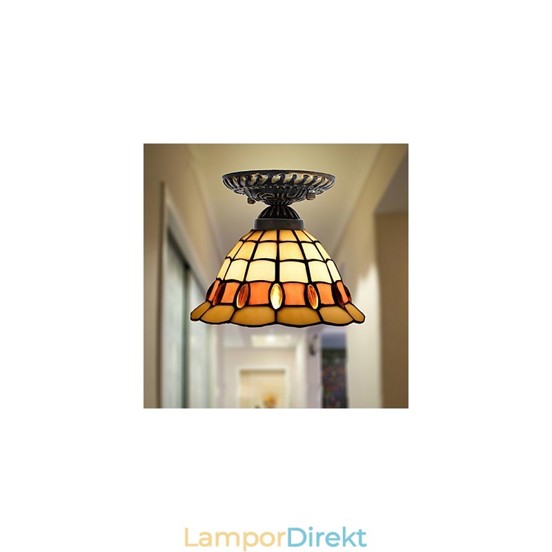 European Rural Creative Arts Målat Glas Absorbera Dome Lamp Light
