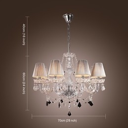 Ljuskrona Crystal Luxury Modern Living 8 Lampor Med Tygskärm