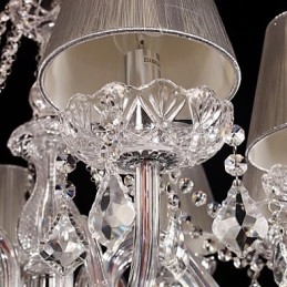Ljuskrona Crystal Luxury Modern Living 8 Lampor Med Tygskärm