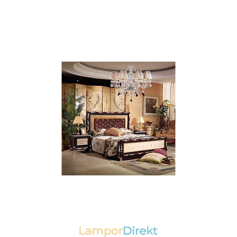 Ljuskrona Crystal Luxury Modern Living 8 Lampor Med Tygskärm
