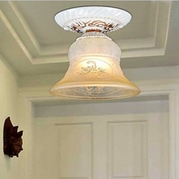 White Flush Mount Ljusmönster Glasskärm Hand Gilt European Retro Classic