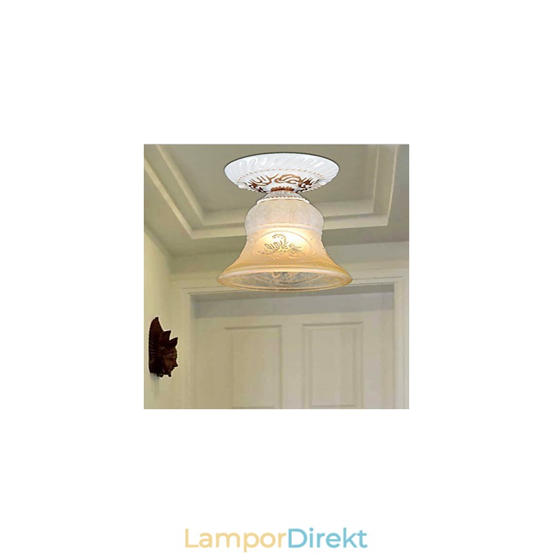 White Flush Mount Ljusmönster Glasskärm Hand Gilt European Retro Classic