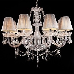 Ljuskrona Crystal Luxury Modern Living 8 Lampor Med Tygskärm