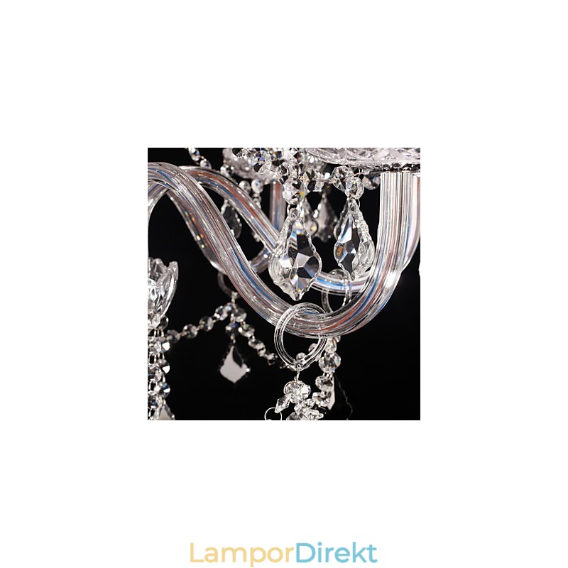 Ljuskrona Crystal Luxury Modern Living 8 Lampor Med Tygskärm