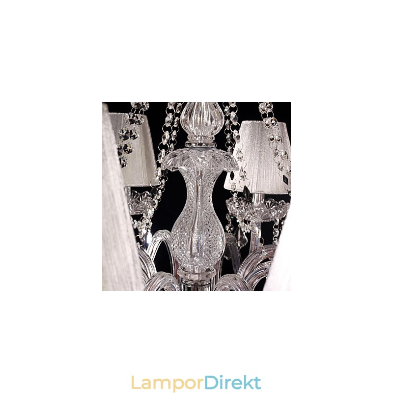 Ljuskrona Crystal Luxury Modern Living 8 Lampor Med Tygskärm