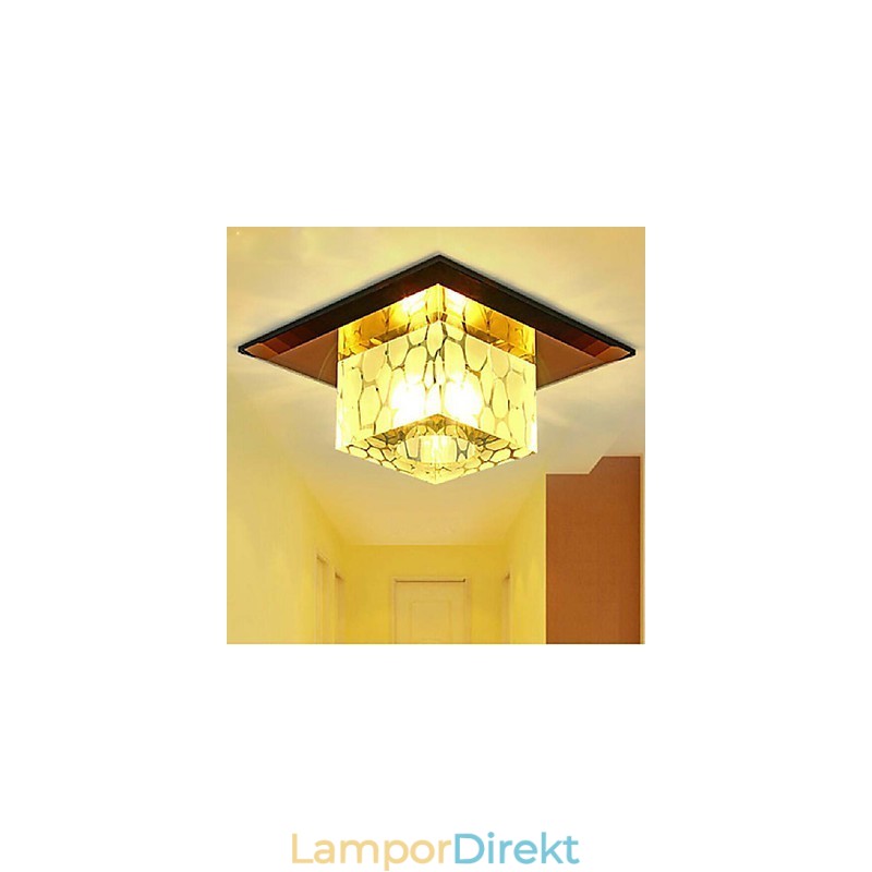 Mini Kristall Taklampa Spotlight 3W Creative Lamprör Ljus Färgglad Färg Fyrkantig Kupolljus
