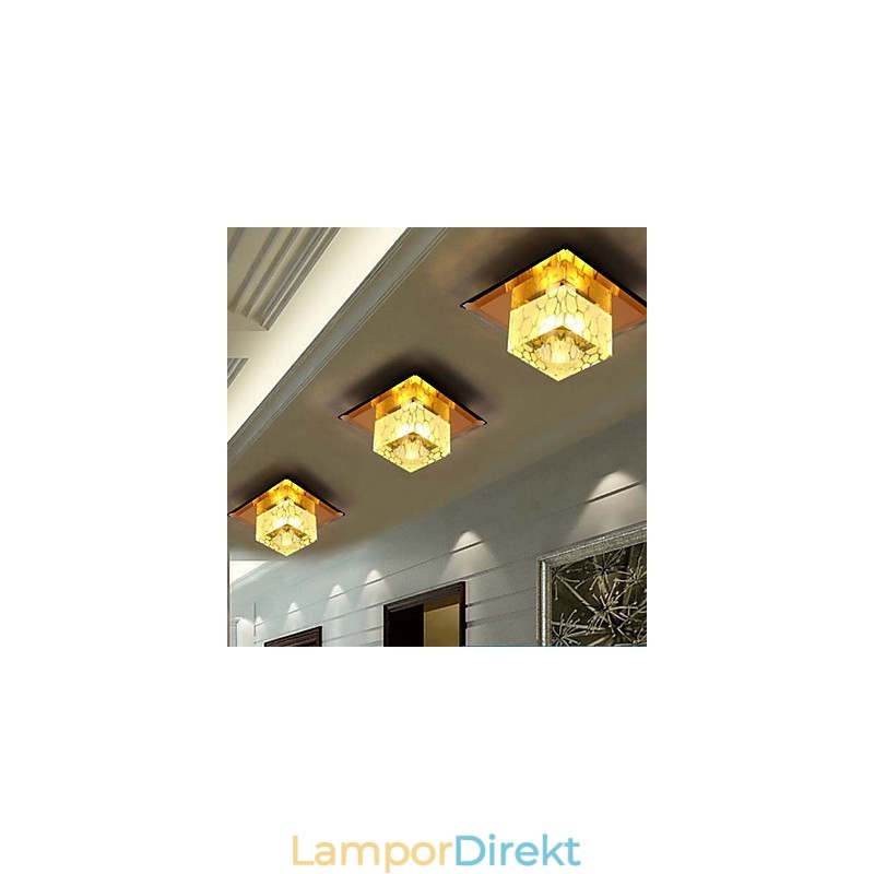 Mini Kristall Taklampa Spotlight 3W Creative Lamprör Ljus Färgglad Färg Fyrkantig Kupolljus