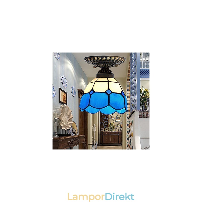 17*European Rural Creative Arts Målat Glas Absorbera Dome Lamp Light