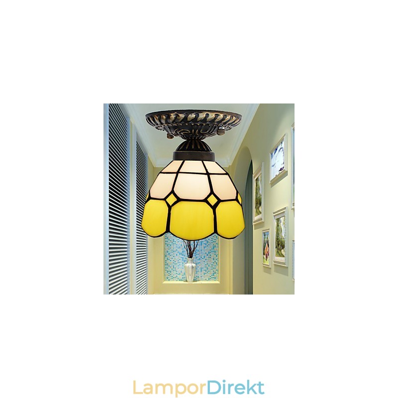 17*European Rural Creative Arts Målat Glas Absorbera Dome Lamp Light