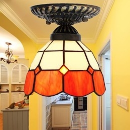 17*European Rural Creative Arts Målat Glas Absorbera Dome Lamp Light