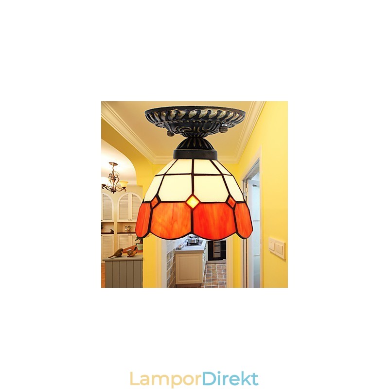17*European Rural Creative Arts Målat Glas Absorbera Dome Lamp Light