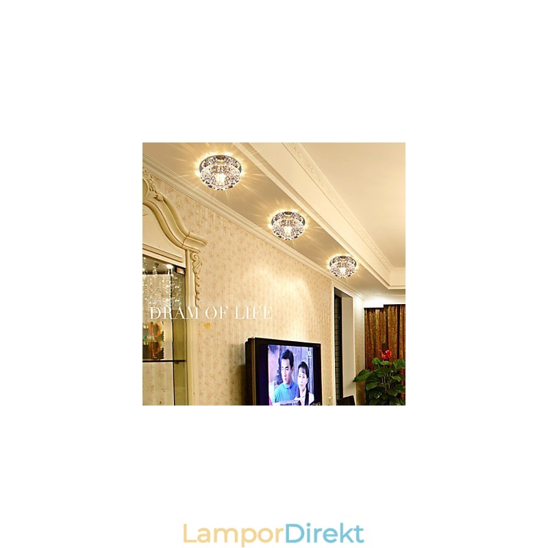 Kristall Taklampa Spotlight Smd 3W Creative Lamp Absorbera Kupolljus