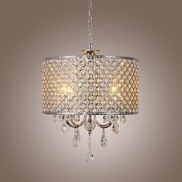Drum Ljuskrona Kristall Modern 4 Ljus Pendellampa