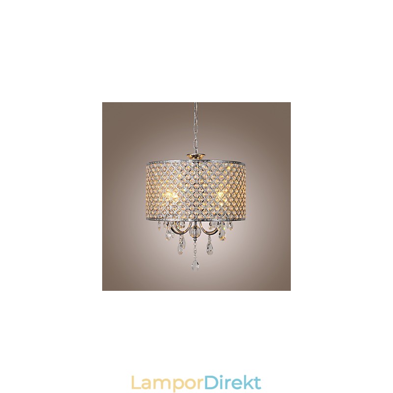 Drum Ljuskrona Kristall Modern 4 Ljus Pendellampa