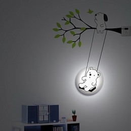 Little Bear Högtemperaturbeständig Plastlampa Och Kreativ 3D-Vägglampa