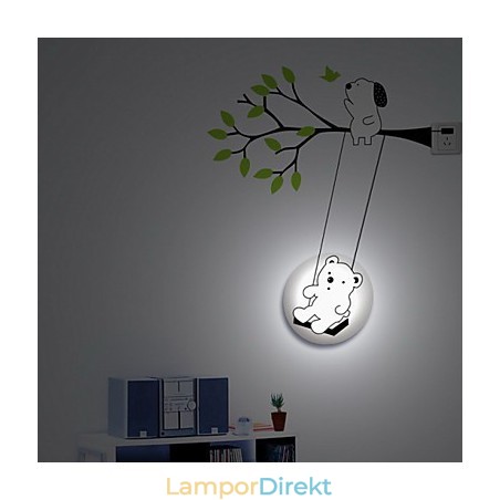 Little Bear Högtemperaturbeständig Plastlampa Och Kreativ 3D-Vägglampa