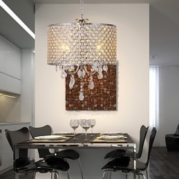 Drum Ljuskrona Kristall Modern 4 Ljus Pendellampa