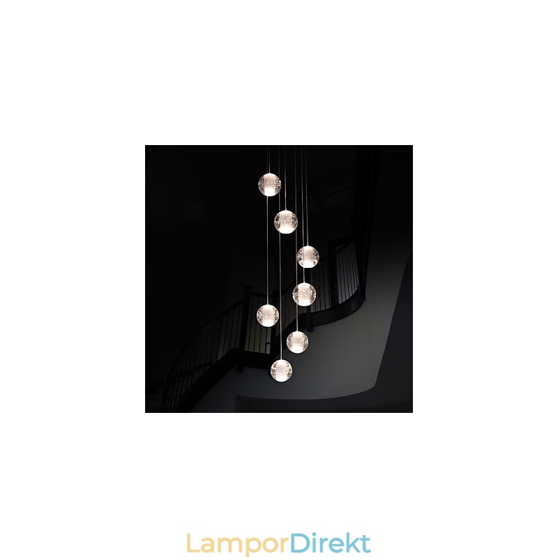 Modern Pendellampa Pendellampa G4 Retroifit 7 Lampor Kromplätering Kristall För Trappljus