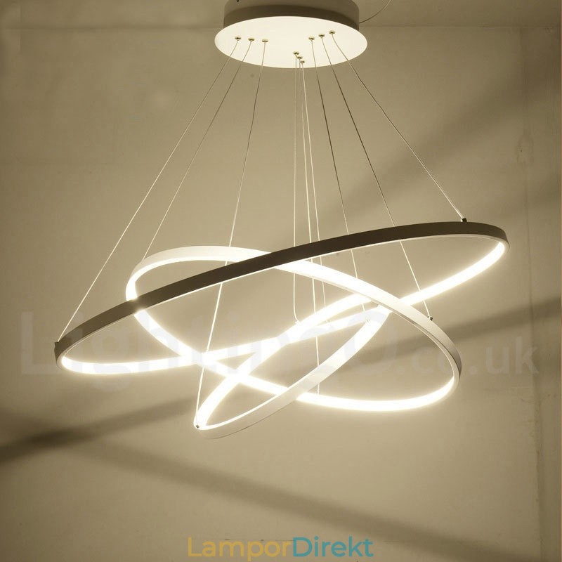 Dimbar Taklampa Med Fjärrkontroll Modern Design Tre Ringar