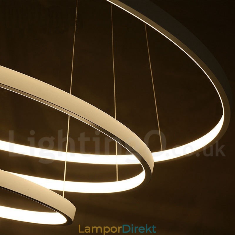 Dimbar Taklampa Med Fjärrkontroll Modern Design Tre Ringar