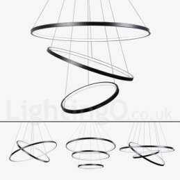 Dimbar Taklampa Med Fjärrkontroll Modern Design Tre Ringar