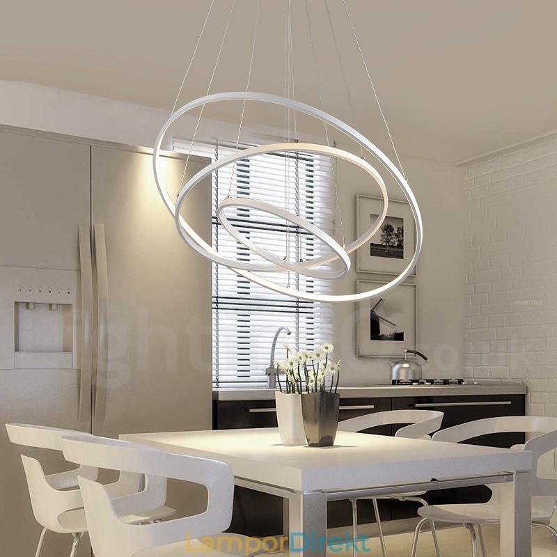 Dimbar Taklampa Med Fjärrkontroll Modern Design Tre Ringar