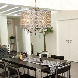 Drum Ljuskrona Kristall Modern 4 Ljus Pendellampa