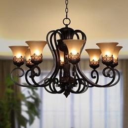 Ljuskrona Pendel Light 8 Lights Vintage Country Island Metall+Glas