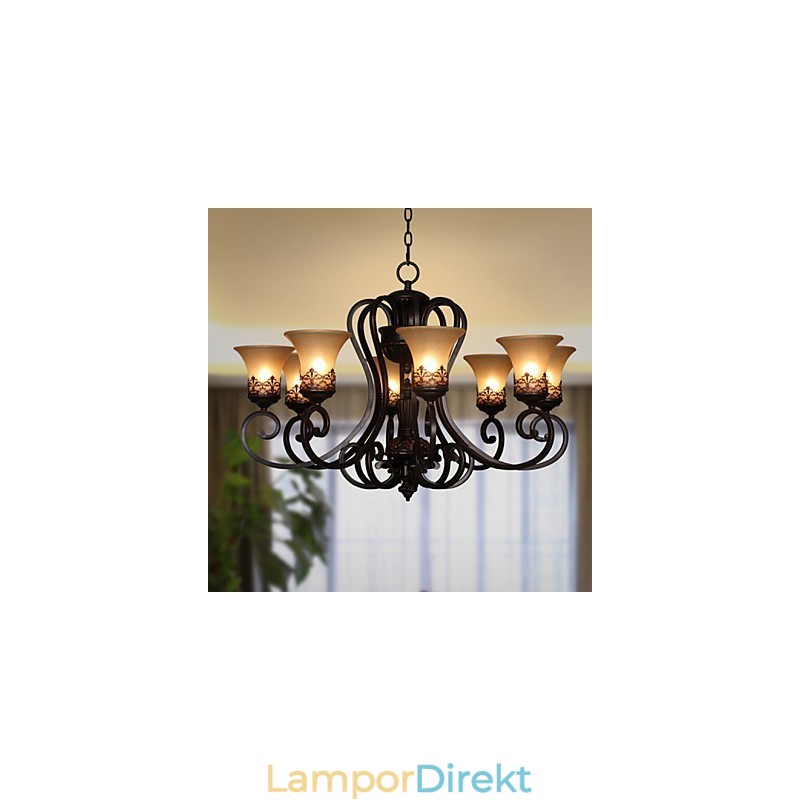 Ljuskrona Pendel Light 8 Lights Vintage Country Island Metall+Glas