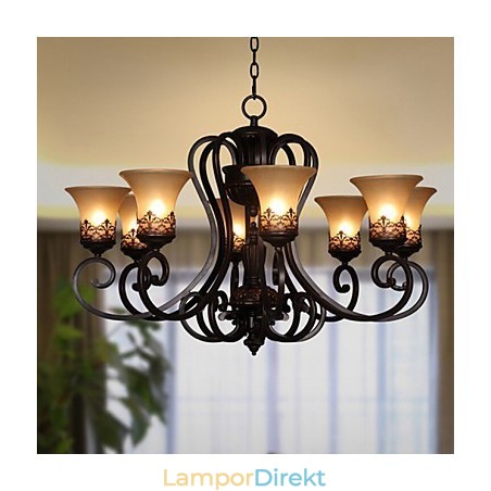 Ljuskrona Pendel Light 8 Lights Vintage Country Island Metall+Glas Ljuskrona Pendel Light 8 Lights Vintage Country Island Metall+Glas