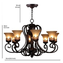 Ljuskrona Pendel Light 8 Lights Vintage Country Island Metall+Glas