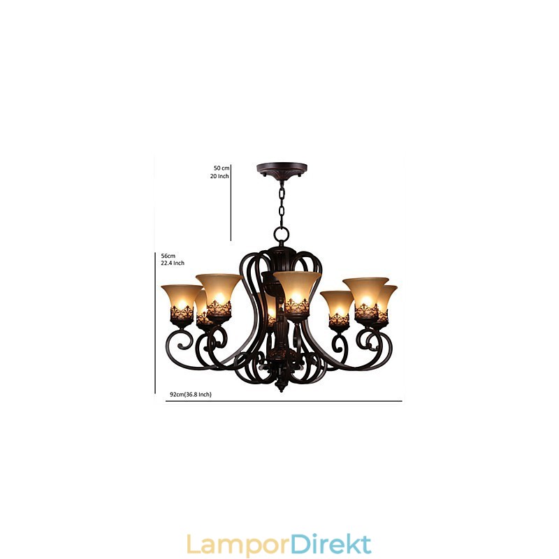 Ljuskrona Pendel Light 8 Lights Vintage Country Island Metall+Glas