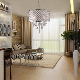 Drum Ljuskrona Kristall Modern 4 Ljus Pendellampa