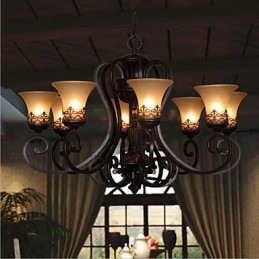 Ljuskrona Pendel Light 8 Lights Vintage Country Island Metall+Glas