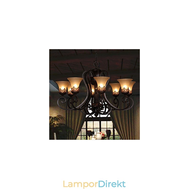 Ljuskrona Pendel Light 8 Lights Vintage Country Island Metall+Glas