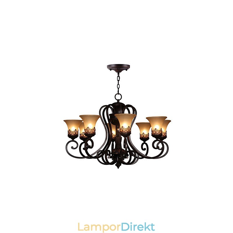 Ljuskrona Pendel Light 8 Lights Vintage Country Island Metall+Glas