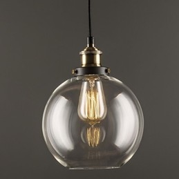 Industriell Factory Pendel Lampa Antik Mässing En Ljus Armatur Glas Skärm Cafe Pendellampa