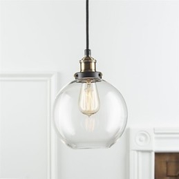 Industriell Factory Pendel Lampa Antik Mässing En Ljus Armatur Glas Skärm Cafe Pendellampa