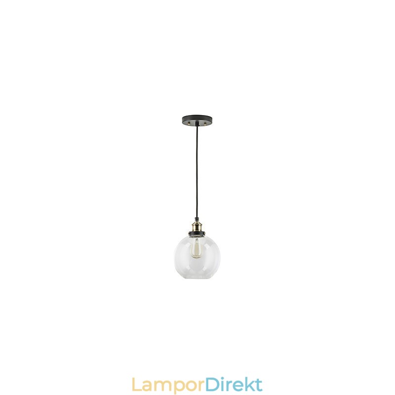 Industriell Factory Pendel Lampa Antik Mässing En Ljus Armatur Glas Skärm Cafe Pendellampa